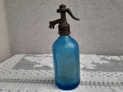1926. antik kék fejazonos Weisz Ignácz Nagykanizsa szódásüveg