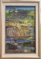 Takács Klára (1947 - ) Tiszapart c. Képcsarnokos olajfestménye EREDETI GARANCIÁVAL !