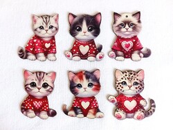 6 db cica alakú fa karácsonyi dekoráció, karácsonyfa dísz