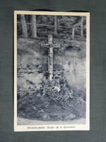 Képeslap,Sikonda fürdő,Erdei út a kereszttel látkép,részlet,Karinger Bp. kiadás,1930-