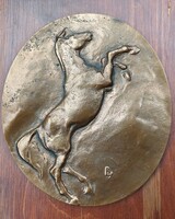 Ágaskodó ló fali kép,bronz plakett Zichy Galéria....