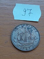 ANGOL ANGLIA 1/2 HALF PENNY 1967 II. Erzsébet királynő, Bronz  97.