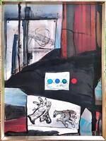 Fábián Gyöngyvér (1944 - ) Golyók c. Képcsarnokos olajfestménye EREDETI GARANCIÁVAL !