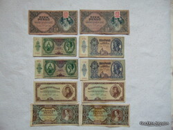 10 darab pengő bankjegy LOT ! Tartásfok F - VF 01