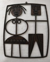 Mcm retro vintage Percz János Család bronz falidekor falidîsz