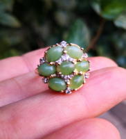 Beautiful, Jade Stone Gold-Plated Silver Ring