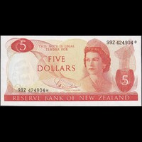 Új-Zéland 5 Dollars 1977-81 P-165d Replacement QE II UNC