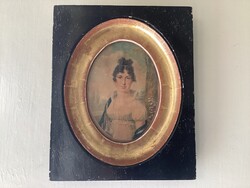 Biedermeier miniatűr  női portré .