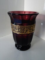 Art deco August Walther hibátlan ametiszt üveg váza.