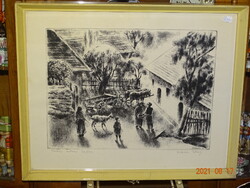 KÓRUSZ JÓZSEF : TIHANYI UDVAR  RÉZKARC  30/100 ( BALATON )