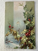 Antik, régi  hosszúcímzéses, litho  Karácsonyi  képeslap                                    -1.