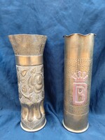 Katona töltény,hüvely lövegváza.I.világháború.2db.