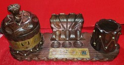 NEOBAROKK jellegű fa festett faragott dísz asztali PIPATÓRIUM - SPANYOL FRANCIA PORTUGÁL HERALD