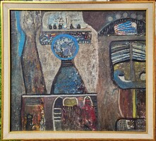 110x96cm! Tóth-Vissó Árpád (1921 - 2001) Egy Népdalra c. festménye EREDETI GARANCIÁVAL !