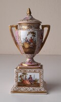 Antik Alt Wien miniatűr porcelán fedeles edényke