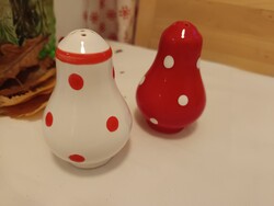 Piros fehér pöttyös só bors szóró kerámia