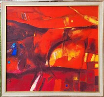110x100cm! Papp Gábor (1936 - ) Nyár Éjszaka Képcsarnokos EREDETI GARANCIÁVAL !