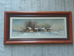 Benda Zoltán "Tél a tanyán" festmény