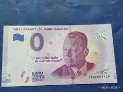 NÉMETORSZÁG 0 EURO 2019 WILLY BRANDT KANCELLÁR 50.ÉVFORULÓ! RITKA EMLÉK PAPÍRPÉNZ! UNC