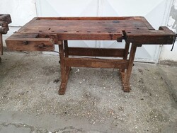 Régi gyalupad antik satupad népi falusi munka asztal satu asztal satu pad