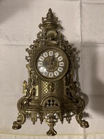 Gyönyörű nagy sárgaréz barokk kandalló óra.