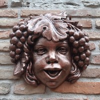 Young bacchus - head sculpture made of artificial stone - also suitable for gargoyle