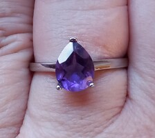 925 ezüst köny csép ametiszt gyűrű 57