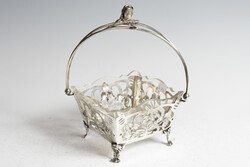 Ezüst szecessziós üveges kosár (24-1814)