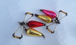 Régi gablonz  üveg karácsonyfadísz , fenyődísz