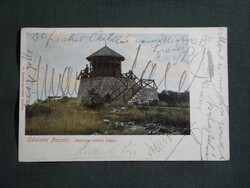 Képeslap,litho,Pécs,Dömörkapu,Bertalan szikla kilátó,Mecsek egyesület kiadás,1904-