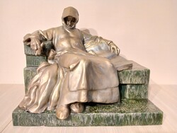 Óriási Zsolnay ANONYMUS! Körpecsétes! Extra ritka!