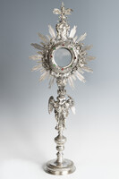 Ezüst antik olasz monstrancia (ostensorium) plasztikus angyal figurákkal (25-0287)