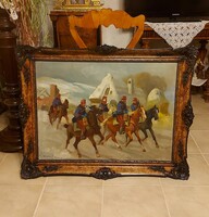 Burchard Bélaváry 1915 Viskóc huszáros festménye!