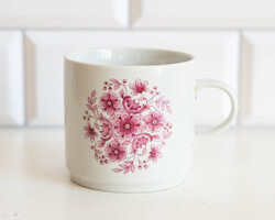Alföldi retro porcelán bögre virág mintával - házgyári házgyáras csésze