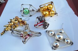 6 darab régi gablonz  üveg karácsonyfadísz , fenyődísz