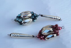 Régi gablonz  üveg karácsonyfadísz , fenyődísz