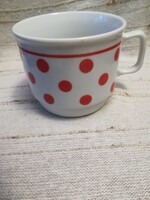 Zsolnay porcelán piros pöttyös bögre