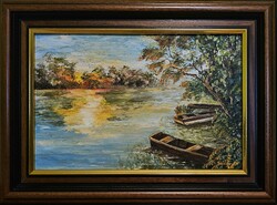 Szilárd Anikó: Napnyugta; olajfestmény, nagyszerű ajándék