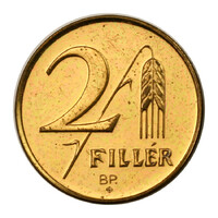 2 Fillér 1947 rozettás ARTEX utánveret citromsárga