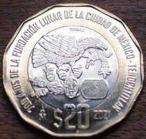 Mexikó emlék 20 peso 2021 700. Évforduló - Tenochtitlan alapítása