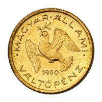 10 Fillér 1950 MÁVP ARTEX utánveret citromsárga