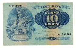 Észtország 10 Krooni Bankjegy 1937 P67a