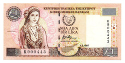 Ciprus 1 Pound Bankjegy 1997 P57