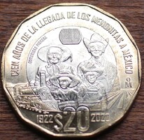 Mexikó emlék 20 peso 2022 100. évforduló - A mennoniták megérkezése Mexikóba