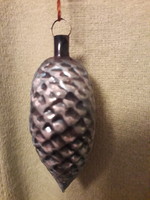 Karácsonyfa díszek gyűjtőknek:Régi 60-as évek üveg kékesezüst toboz.1.db