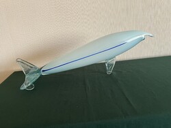 Különleges fehér üveg hal 42 cm (U0077)
