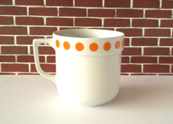 RÉGI ALFÖLDI SÁRGA PÖTTYÖS PORCELÁN BÖGRE,CSÉSZE