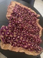 Óriási antik arany zsinóros kivarrt hímzett eredeti súlyos indiai stóla