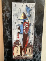 Papp Sándor " Alabárdos " tűzzománc kép (K0040)