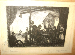 ŐSZI ÁRESÉS ! RUDNAY GYULA  HAGYATÉKÁBÓL  : FALUSI KOCSMA ,  RÉZKARC